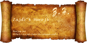 Zaják Henrik névjegykártya